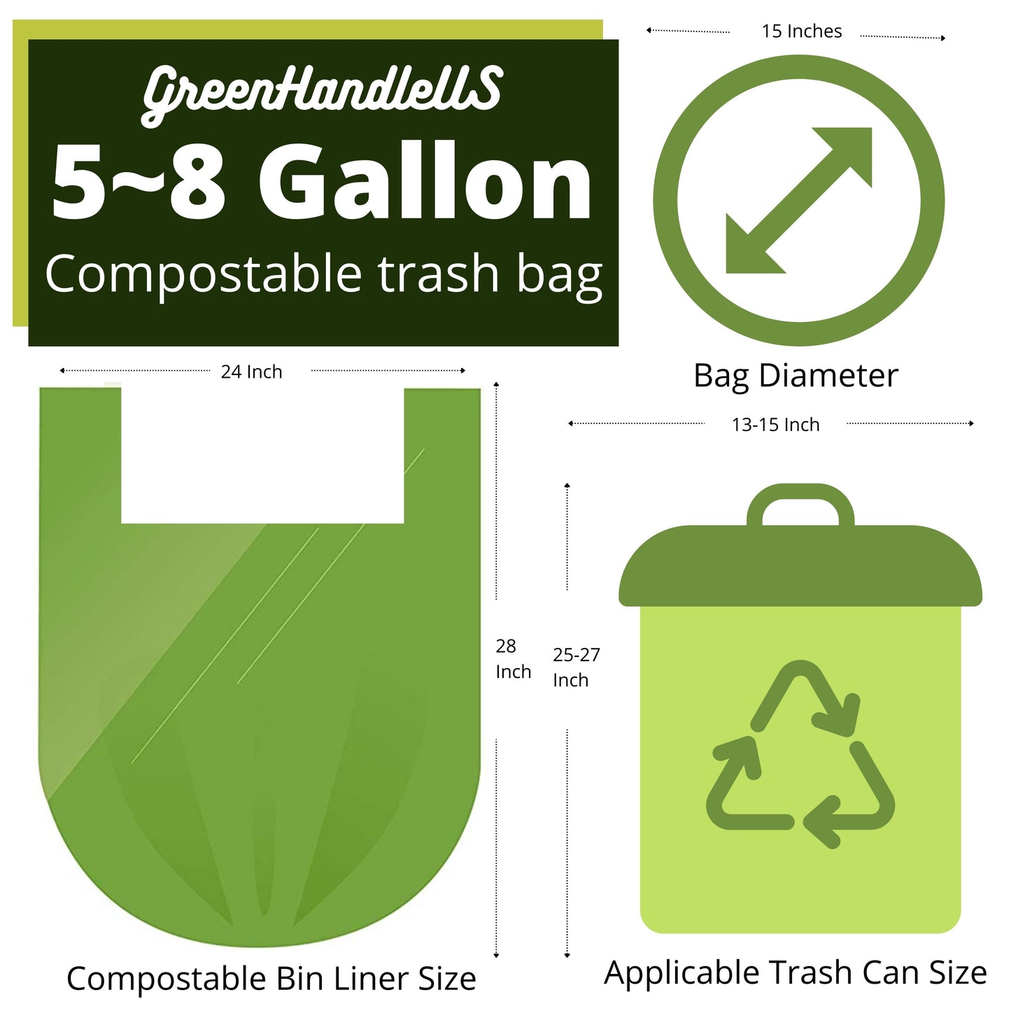 Green Handle US - Wholesale - BPI certified Compostable Kitchen Liner with Handles
