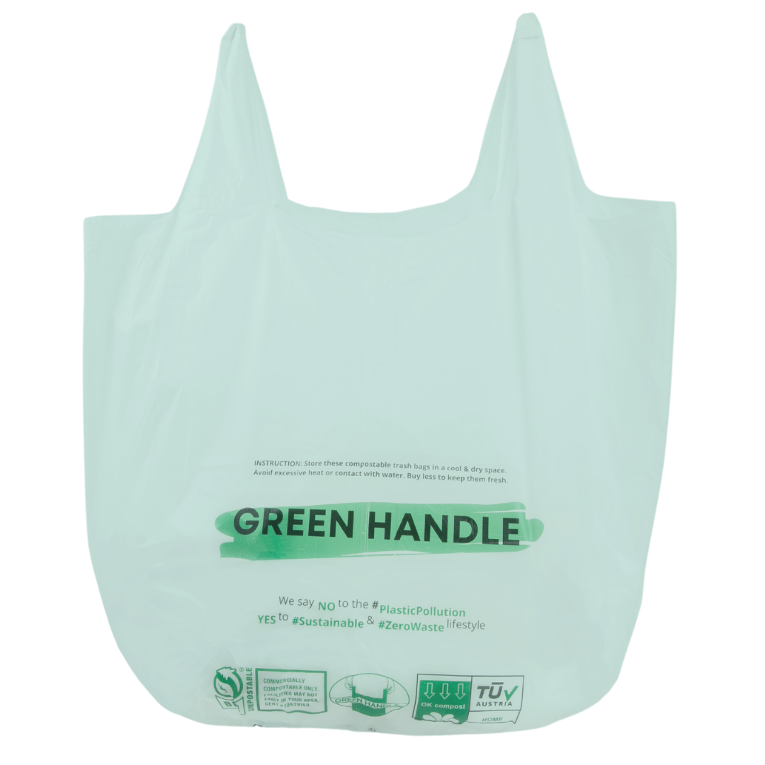 Amazon.com: C&S Event Supply Co. Green Eco Bag, Plastic Grocery Bags with  Handles, Plastic Shopping Bags for Groceries, Biodegradable Plastic Bags  Bulk, T Shirt Bags, Thank You Bags, Produce Bags - 100